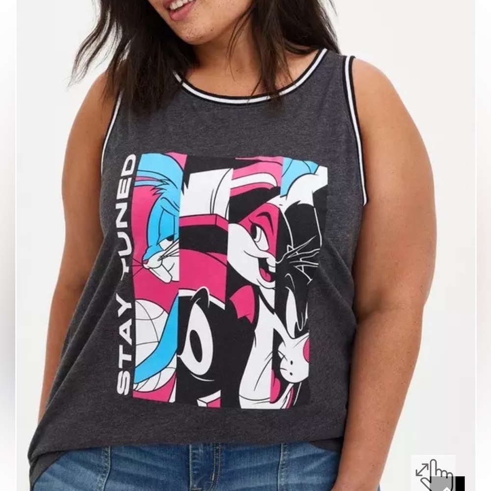 NWT Torrid Space Jam 2 Grey Ringer Tank 2X